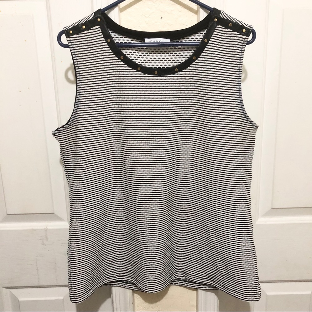 Calvin Klein Black and White Stripe Blouse